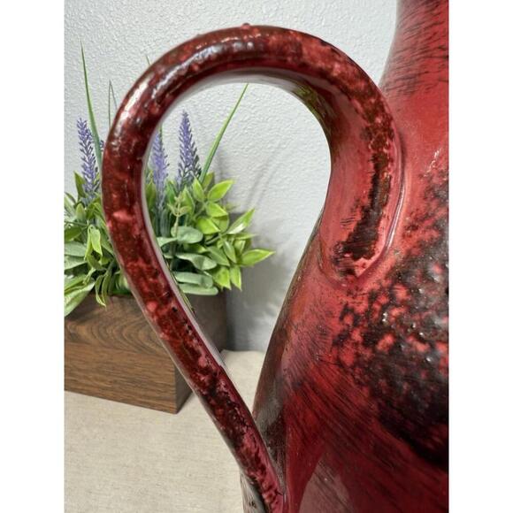 Vintage Sculpture pitcher vase Red 13 inch tall brick red decorative Lava Italy - Picture 9 of 9